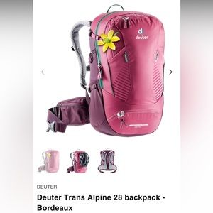 Deuter womens trans alpine 28 L backpack in color bordeaux.